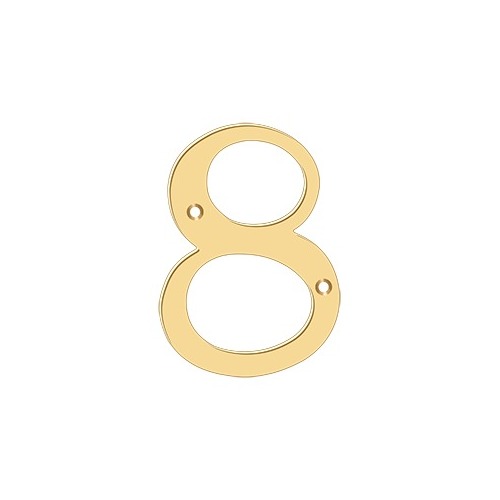 6" Numbers; Solid Brass; Lifetime Brass Finish