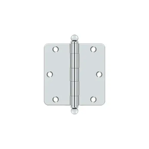 3-1/2" x 3-1/2" x 1/4" Radius Hinge, w/ Ball Tips in Polished Chrom - 2 per pack x10 packs