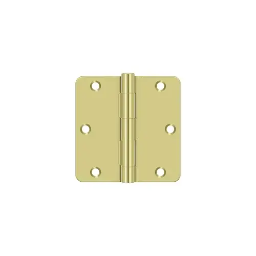 3-1/2" x 3-1/2" x 1/4" Radius Hinge, Residential Thickness in Polished Brass Pair
