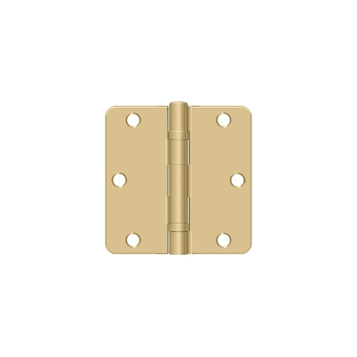 3-1/2" x 3-1/2" x 1/4" Radius Hinge, Ball Bearing in Brushed Brass Pair