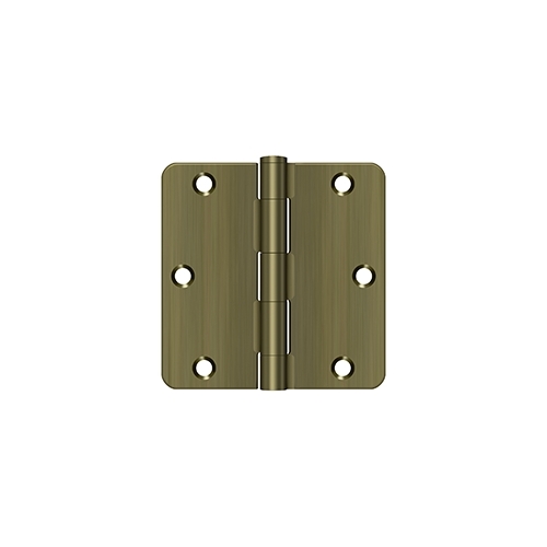 3-1/2" x 3-1/2" x 1/4" Radius Hinge, Residential Thickness in Antique Bras - 2 per pack x50 packs