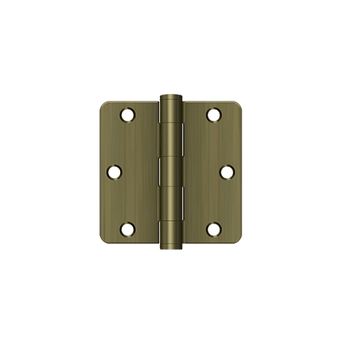 3-1/2" x 3-1/2" x 1/4" Radius Hinge, HD in Antique Brass Pair