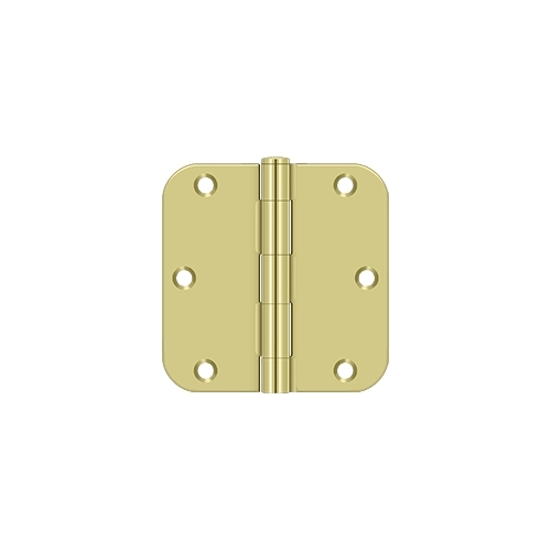 3-1/2" x 3-1/2" x 5/8" Radius Hinge, Residential Thickness in Polished Bras - 2 per pack x50 packs