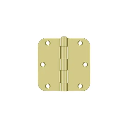 3-1/2" x 3-1/2" x 5/8" Radius Hinge, Residential Thickness in Polished Brass Pair