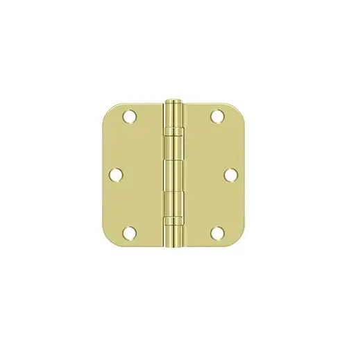 3-1/2" x 3-1/2" x 5/8" Radius Hinge, Ball Bearing in Polished Brass Pair