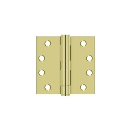 4" x 4" Square Hinge, HD in Polished Brass Pair