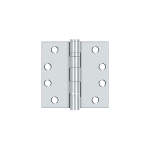 4" Height X 4" Width Commercial Ball Bearing Mortise Hinge Square Corner Polished Chrome Pair