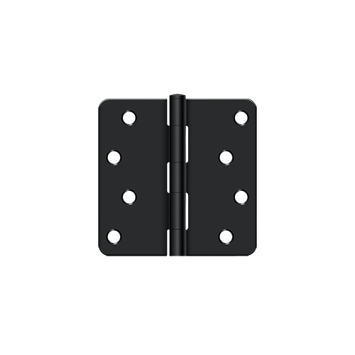 4" x 4" x 1/4" Radius Hinge, Residential in Paint Black Pair