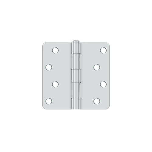 4" x 4" x 1/4" Radius Hinge, Residential in Polished Chrome Pair