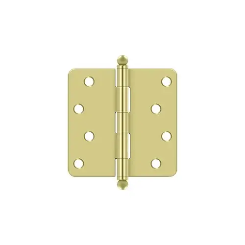 4" x 4" x 1/4" Radius Hinge, w/ Ball Tips in Polished Brass