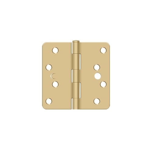 4" x 4" x 1/4" Radius Hinge, Residential in Brushed Brass Pair