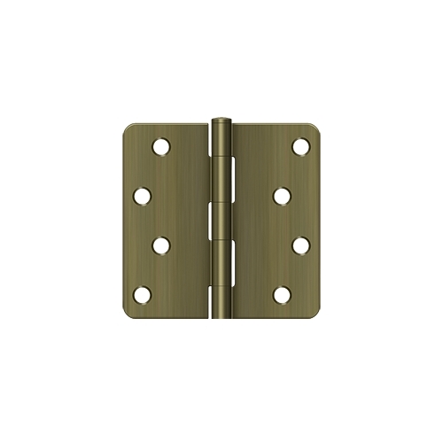 4" x 4" x 1/4" Radius Hinge, Residential in Antique Brass Pair