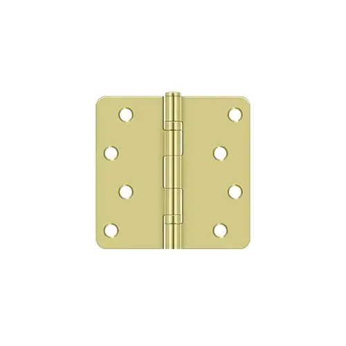 4" x 4" x 1/4" Radius Hinge, Ball Bearings, Residential in Polished Brass Pair