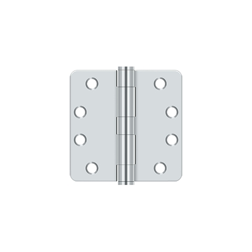 4" x 4" x 1/4" Radius Hinge, HD in Polished Chrome Pair