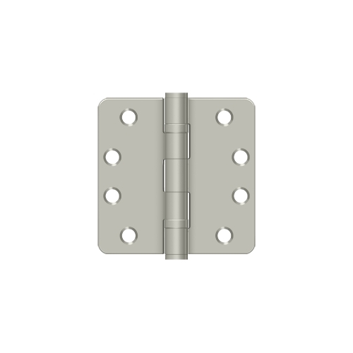 4" x 4" x 1/4" Radius Corner Hinge w/ Ball Bearings Satin Nickel Pair