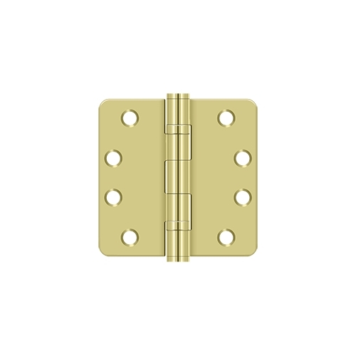 4" Height X 1/4" Radius Commercial Ball Bearing Mortise Hinge Radius Corner Polished Brass Pair