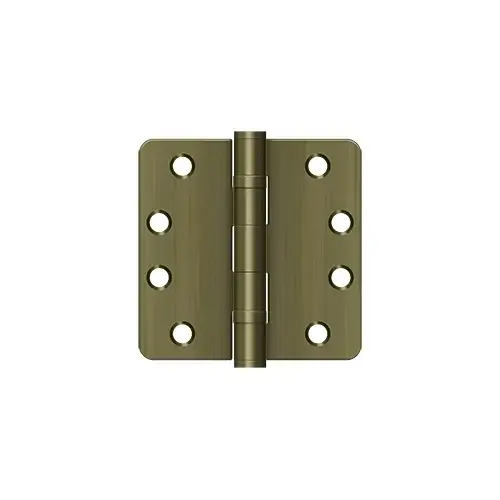 4" Height X 1/4" Radius Commercial Ball Bearing Mortise Hinge Radius Corner Antique Brass Pair