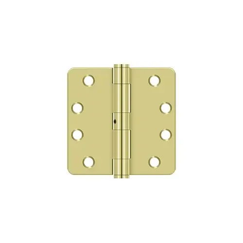 4" x 4" x 1/4" Radius Hinge, HD in Polished Brass Pair