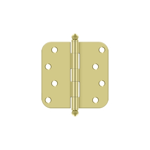 4" x 4" x 5/8" Radius Hinge, w/ Ball Tips in Polished Brass Pair