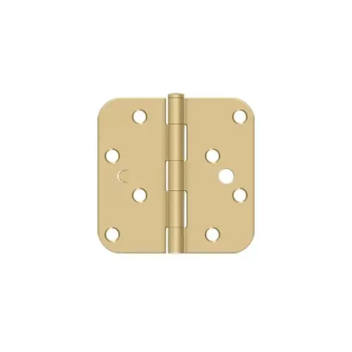 4" Height X 5/8" Radius Plain Bearing Mortise Door Hinge Radius Corner Brushed Brass Pair