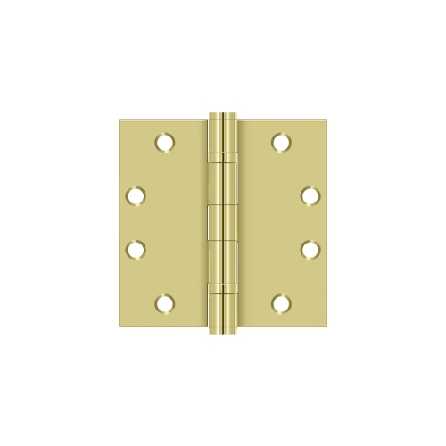 4-1/2" x 4-1/2" Square Hinge, HD, Ball Bearings in Polished Brass Pair