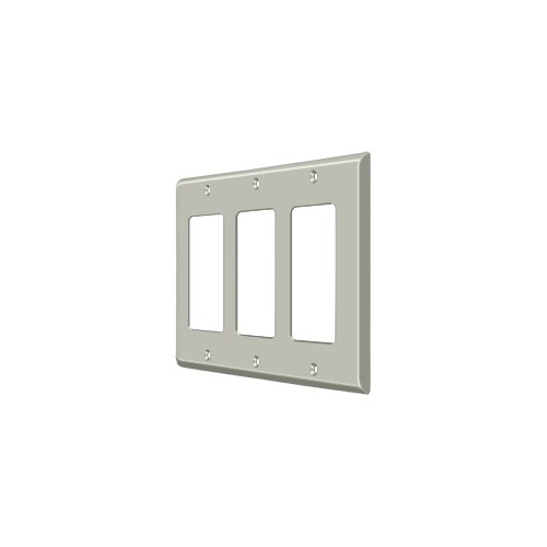 Switch Plate Cover 3 Rocker Satin Nickel