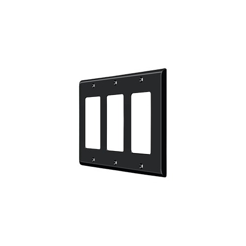 Switch Plate, Triple Rocker in Paint Black