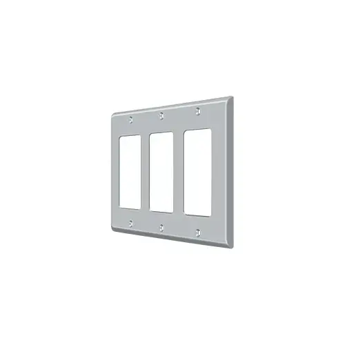 Switch Plate Cover 3 Rocker Brushed Chrome