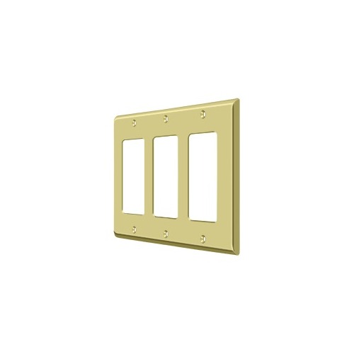 Deltana SWP4740U3 Switch Plate; Triple Rocker; Bright Brass Finish