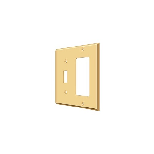 Switch Plate Cover 1 Toggle & 1 Rocker Lifetime Polished Brass