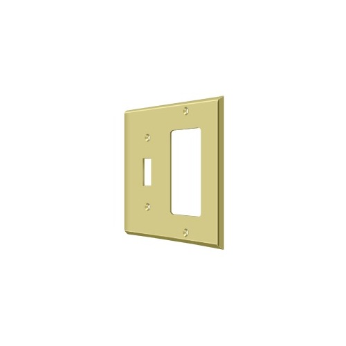 Switch Plate Cover 1 Toggle & 1 Rocker Polished Brass