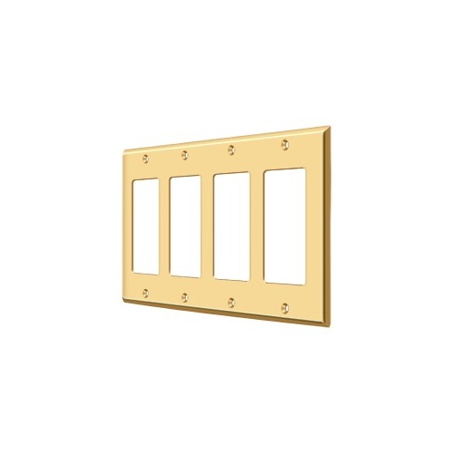 Deltana SWP4744CR003 Switch Plate Cover 4 Rocker Lifetime Polished Brass