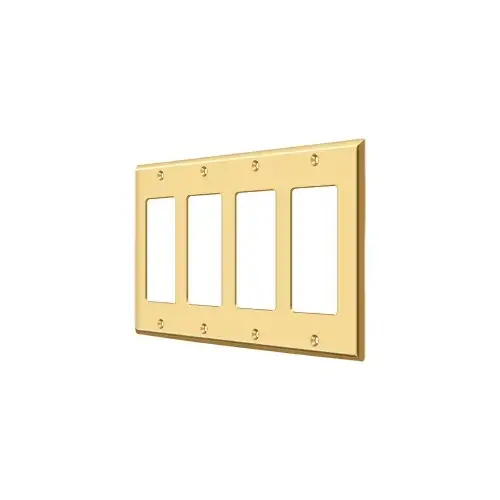 Deltana SWP4744CR003 Switch Plate, Quadruple Rocker in PVD Polished Brass