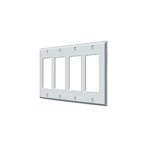 Deltana SWP4744U26 Switch Plate; Quadruple Rocker; Bright Chrome Finish