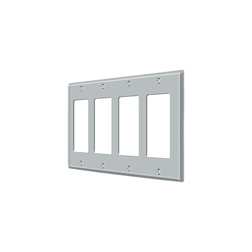 Switch Plate; Quadruple Rocker; Satin Chrome Finish