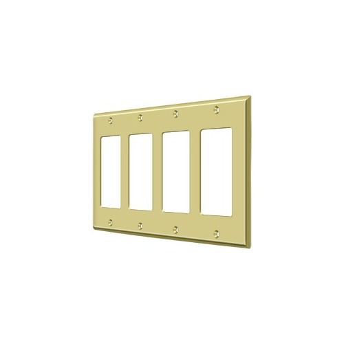 Deltana SWP4744U3 Switch Plate; Quadruple Rocker; Bright Brass Finish