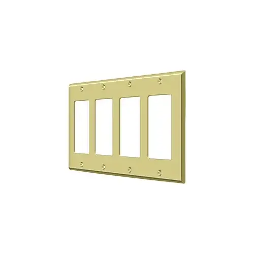 Deltana SWP4744U3 Switch Plate, Quadruple Rocker in Polished Brass