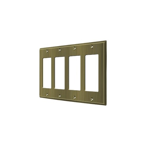 Switch Plate; Quadruple Rocker; Antique Brass Finish