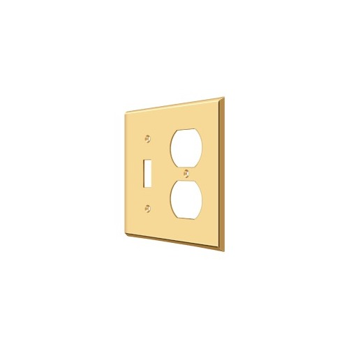 Switch Plate Cover 1 Toggle & 2 Receptacle Lifetime Polished Brass