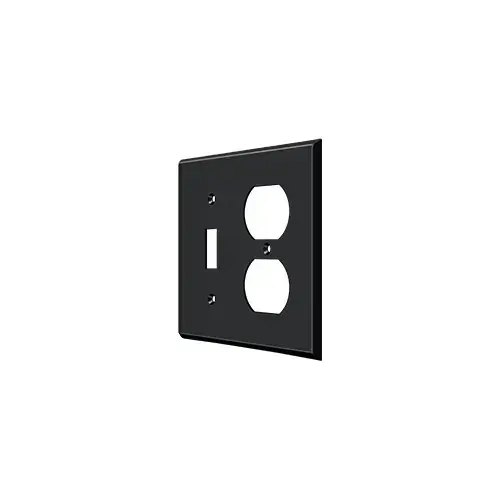 Switch Plate, Single Switch/Double Outlet in Paint Black