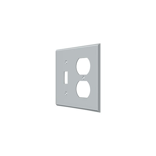 Switch Plate Cover 1 Toggle & 2 Receptacle Brushed Chrome