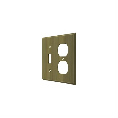 Switch Plate Cover 1 Toggle & 2 Receptacle Antique Brass