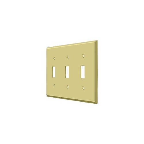 Switch Plate; Triple Standard; Bright Brass Finish