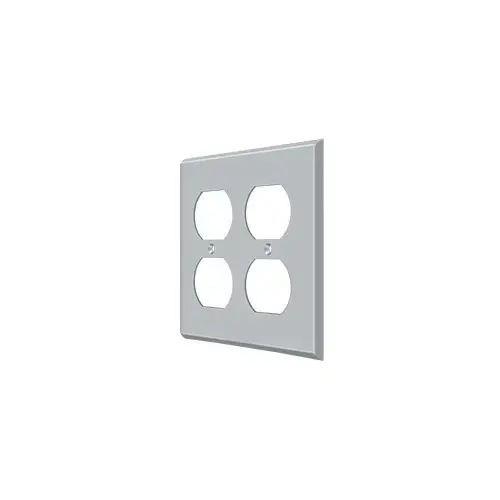 Switch Plate Cover 4 Receptacle Satin Chrome