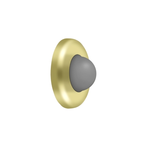 Wall Mount Convex Flush Bumper, 2-1/2" Diam. in Polished Brass