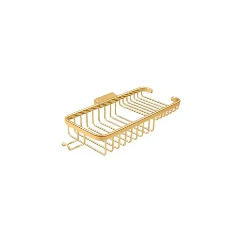 10-3/8" Length Rectangular Bathroom Wire Shower Basket Deep & Shallow W/Hook Lifetime Polished Brass