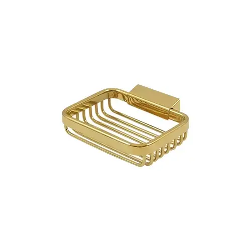 Wire Basket, 4-3/4" Rectangular Soap Holder in PVD Polished Brass