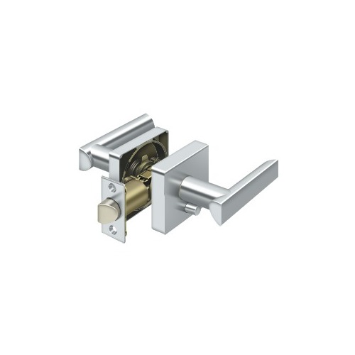 Elite Livingston Series Lever With Square Rose Privacy Left Handed Polished Chrome