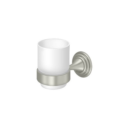 Tumbler Holder with Frosted Glass, 98C Series, Solid Brass Satin Nickel