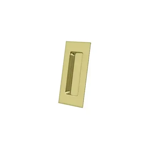 Flush Pull, Rectangular, HD, 4" x 1-7/8" x 7/16", Solid Brass in Polished Brass